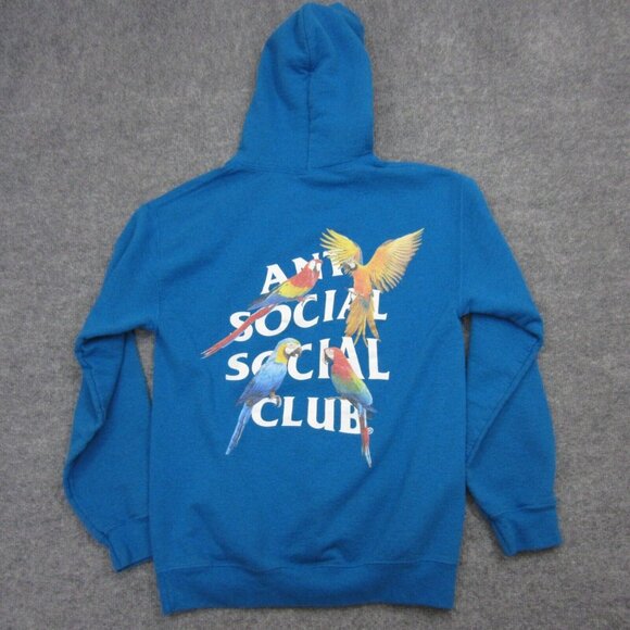 Anti Social Social Club Other - Anti Social Social Club Hoodie Adult Small Blue Pullover Sweatshirt Parrots